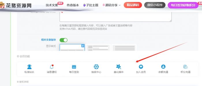 子比主题文章底部增加用户中心设置- 花猪资源网
